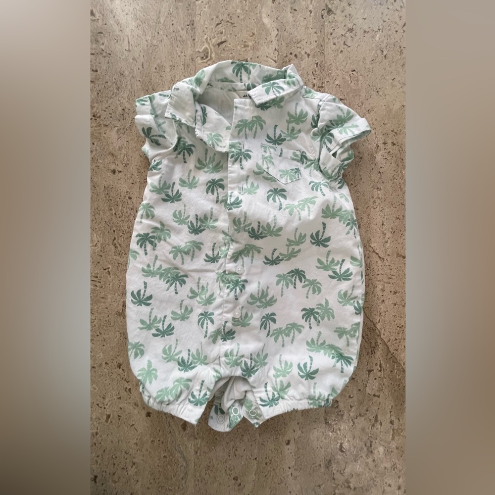 Janie and Jack Romper - 0-3months, white & green. NWOT
